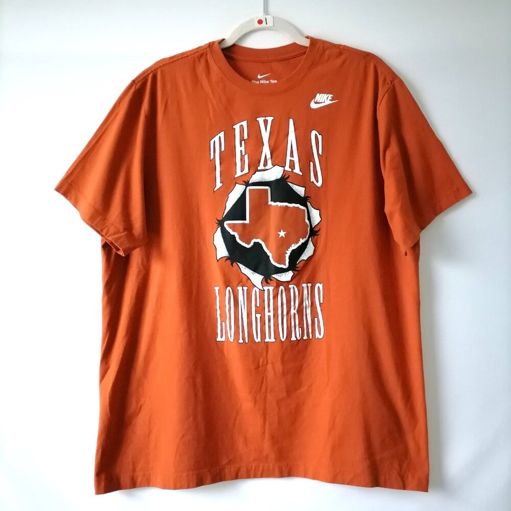 The Nike Men's Orange Graphic Print Short Sleeve Texas Longhorns T-Shirt Size XL